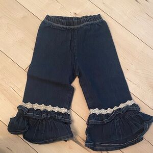 Jelly The Pug Navy Ruffle Kids jean pant.